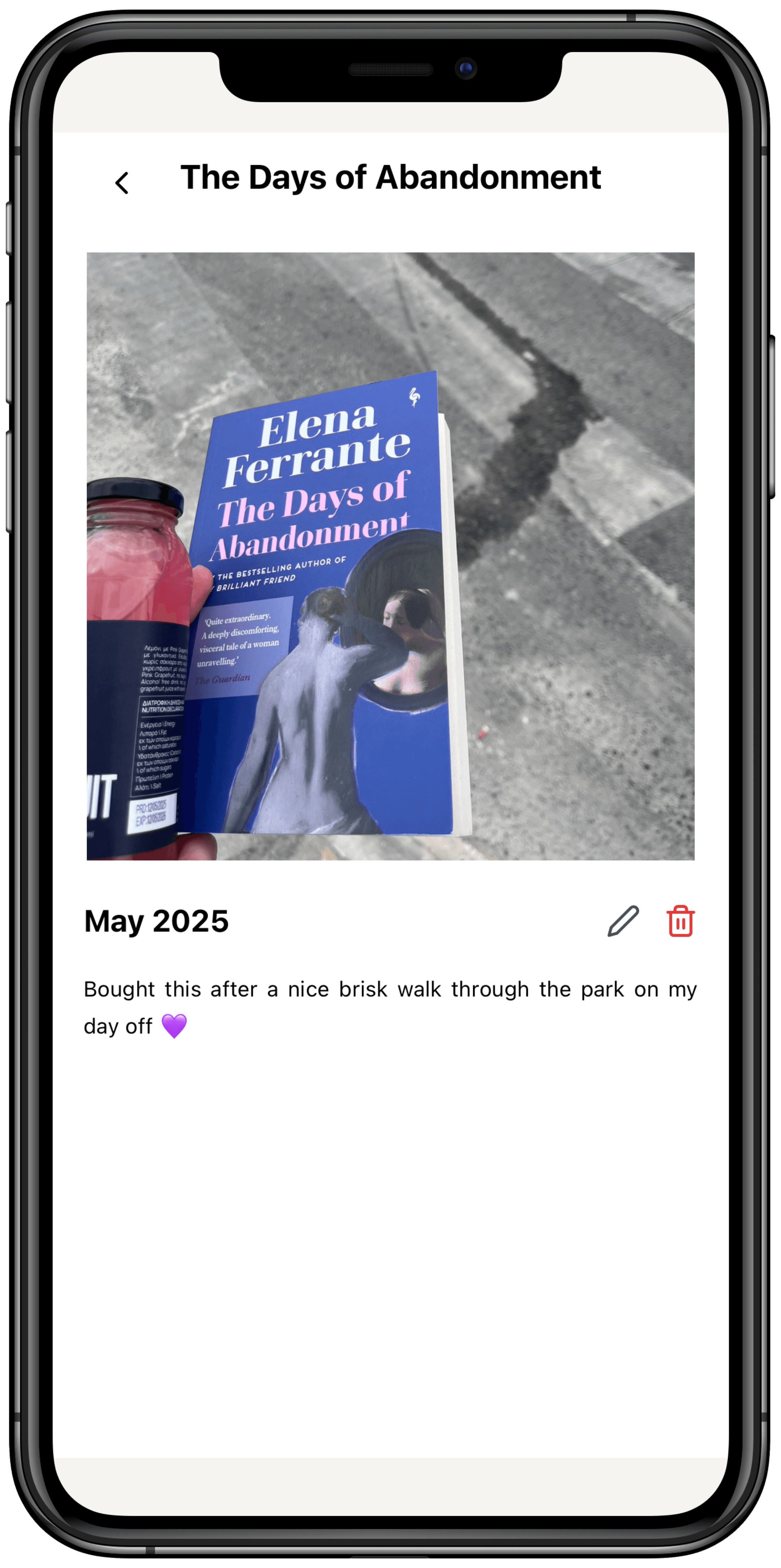 A photo note in Bnooks